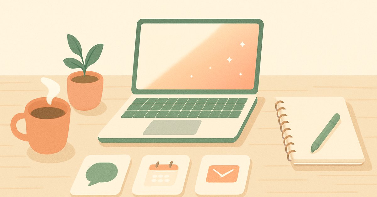 AI副業ツールを比較するデスクのイラスト